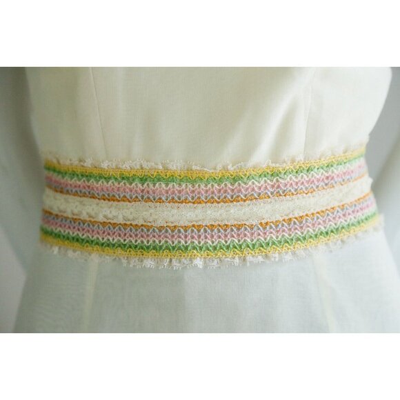 Vintage Pastel Yellow Empire Waist Cottage Core Summer Dress Small - Picture 4 of 12